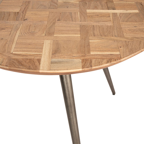 Fieron Mesa de comedor redonda de madera natural orgánica.