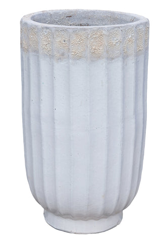 Traduzir Gilliann White vaso redondo de cerâmica alta com nervuras SV3 para Only.