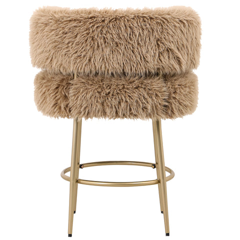 Cabello marrón silla de bar base de metal marrón