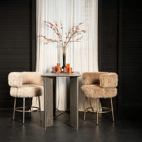 Crème pour les cheveux, tabouret de bar, base en métal champagne