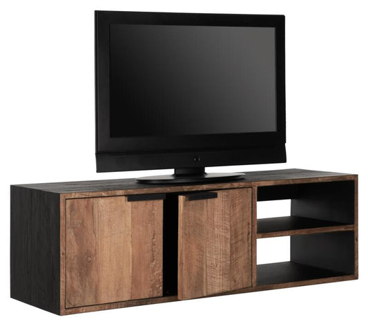 Colgar soporte de TV Cosmo No.1 pequeño, 2 puertas, 2 estantes abiertos