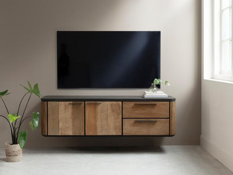 Colgar soporte de TV Soho pequeño, 2 puertas, 2 cajones