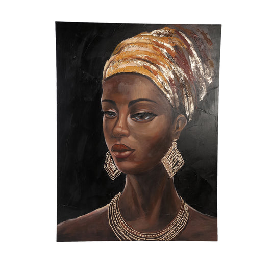 Jeorgia Black lienzo de pared panel brillante mujer dorada
