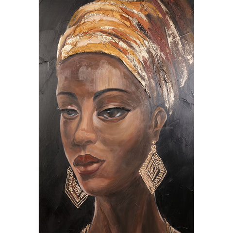 Jeorgia Black lienzo de pared panel brillante mujer dorada