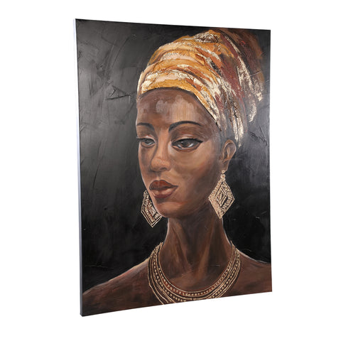 Jeorgia Black lienzo de pared panel brillante mujer dorada