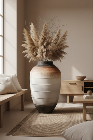 Jinsu Tarro Pot 100cm hoog in Japandi interieur