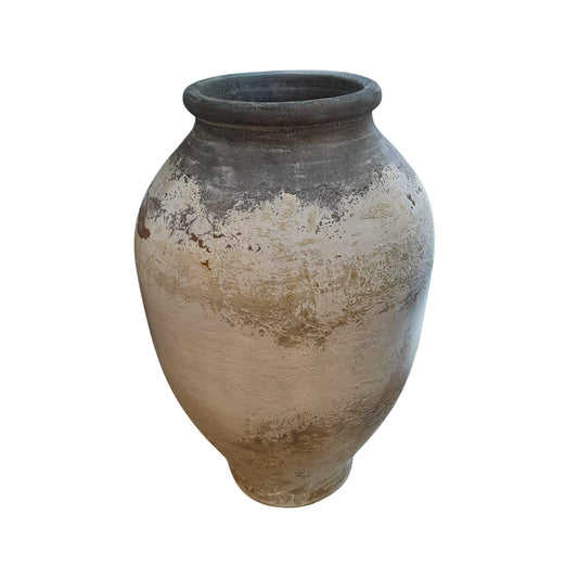 Jinsu White round GRC jar pot dark top