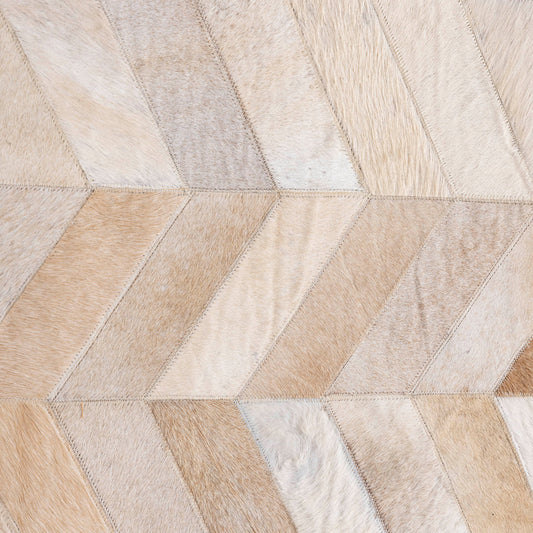 Joanne Beige cowhair patchwork carpet oval L