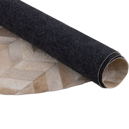 Joanne Beige cowhair patchwork carpet oval S