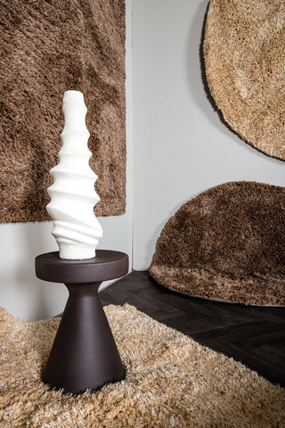 Jups Beige fabric handwoven carpet round S traduit en Only.