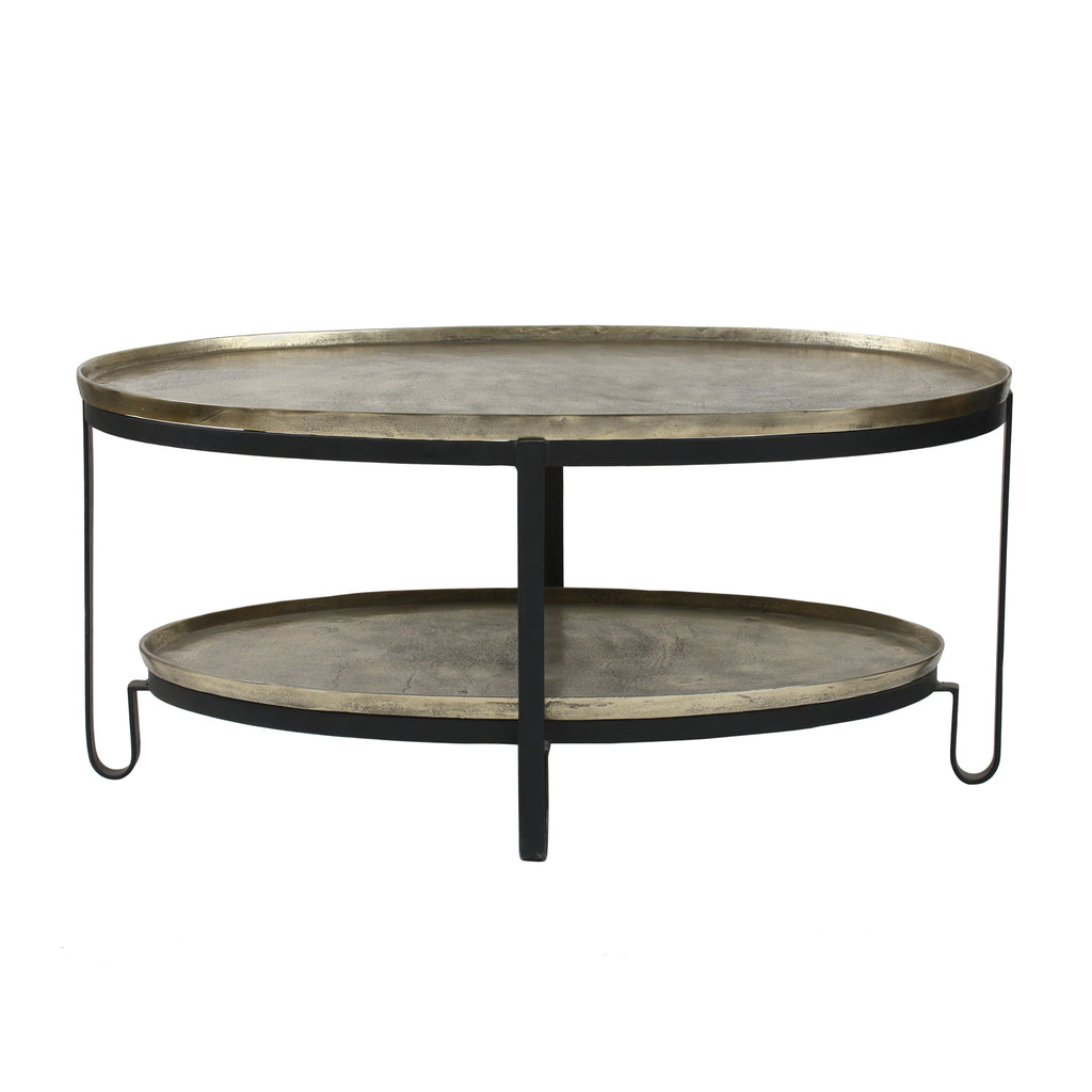 Kae Gold aluminum coffee table 2-layer black frame