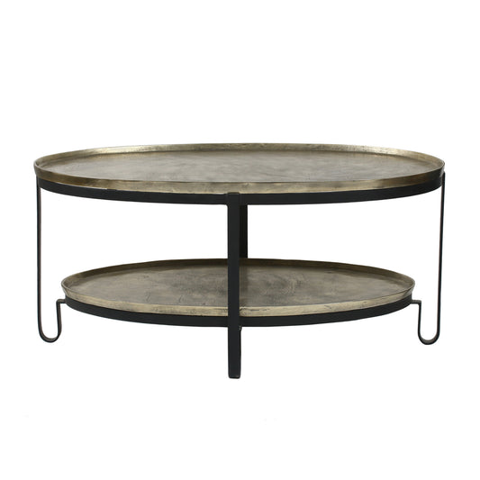 Kae Gold aluminum coffee table 2-layer black frame