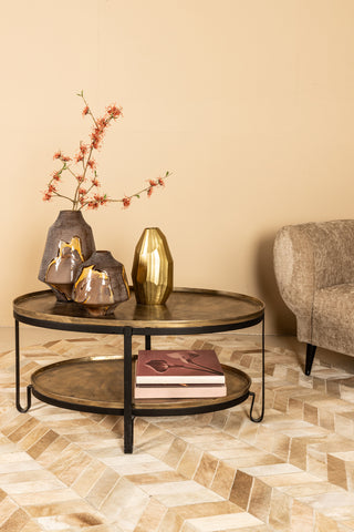 Kae Gold aluminum coffee table 2-layer black frame