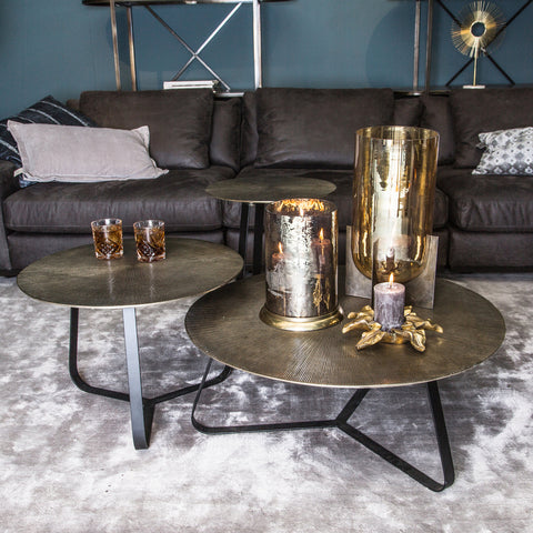 Kae Gold aluminum side table with iron frame round M