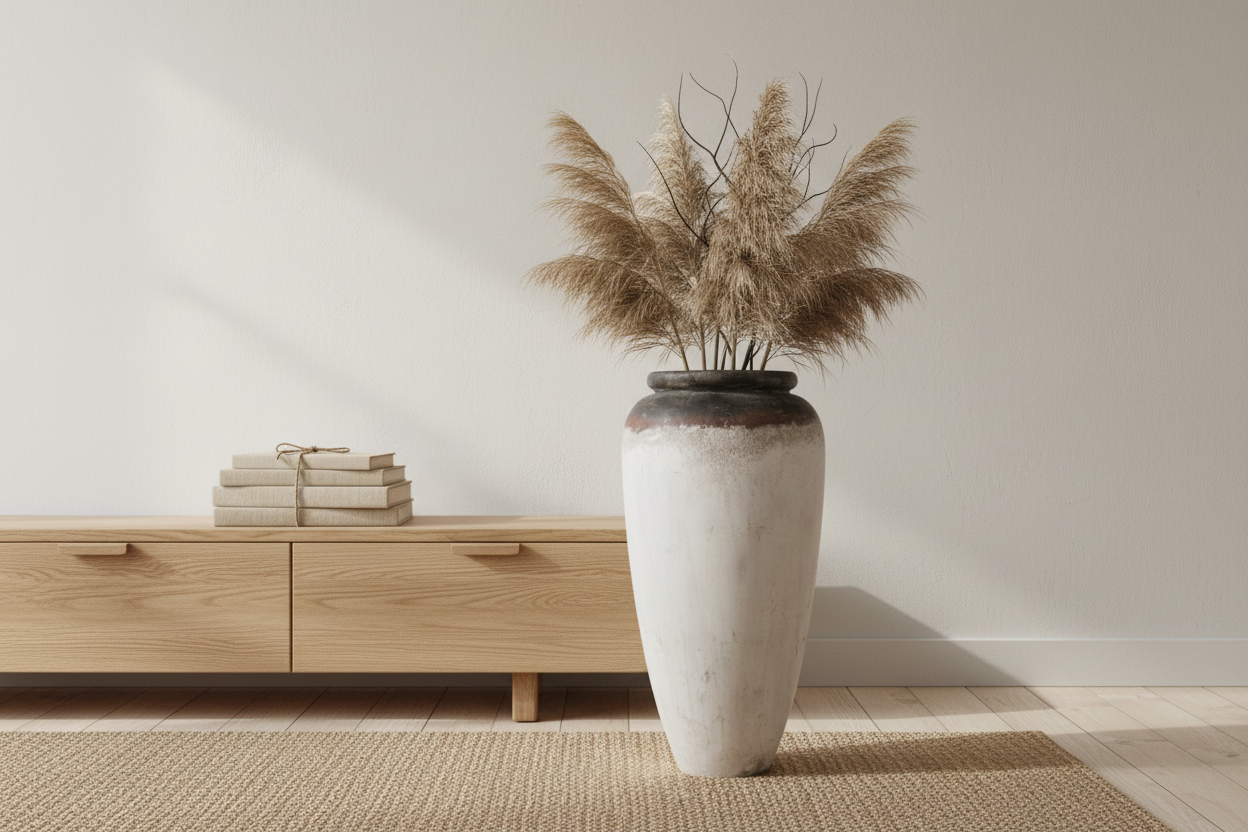 Kajetan Pot in Japandi interieur met takken