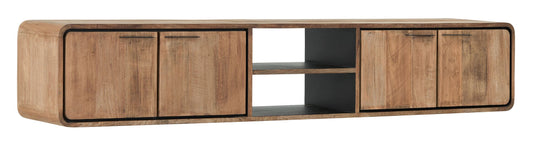 Soporte de TV colgante Evo grande, 4 puertas, 2 estantes abiertos