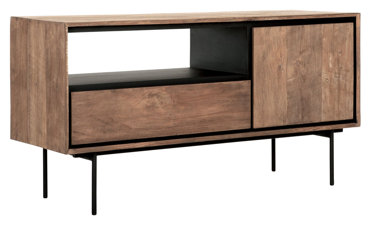 Mueble de televisión Metropole pequeño, 1 puerta, 1 cajón, estante abierto