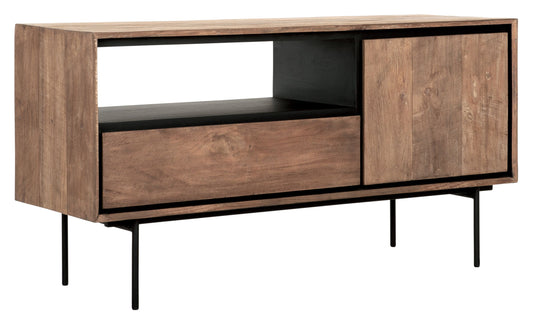 Mueble de televisión Metropole pequeño, 1 puerta, 1 cajón, estante abierto