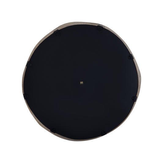 Limera Brass alu round mirror irregular border L translates to "Limera Brass alu espejo redondo con borde irregular L" in Spanish.