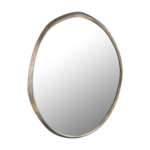 Limera Brass alu round mirror irregular border L translates to "Limera Brass alu espejo redondo con borde irregular L" in Spanish.