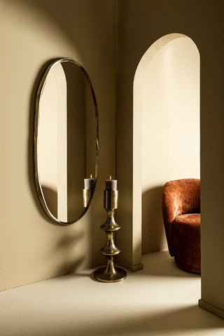 Limera Brass alu oval mirror irregular border M