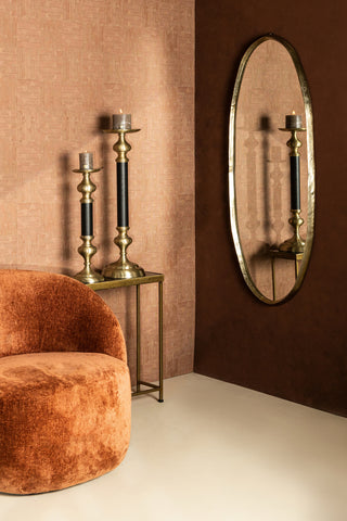 Limera Brass alu oval mirror irregular border M