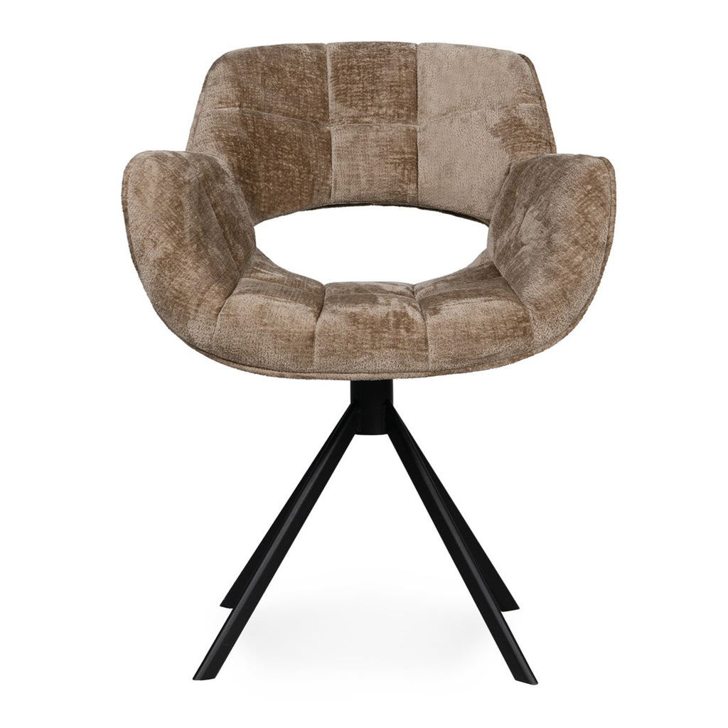 Silla de comedor Link de tela beige con patas de metal