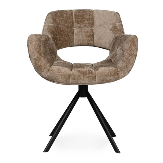 Silla de comedor Link de tela beige con patas de metal