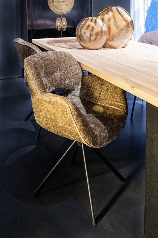 Silla de comedor Link de tela beige con patas de metal