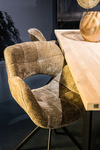 Silla de comedor Link de tela beige con patas de metal