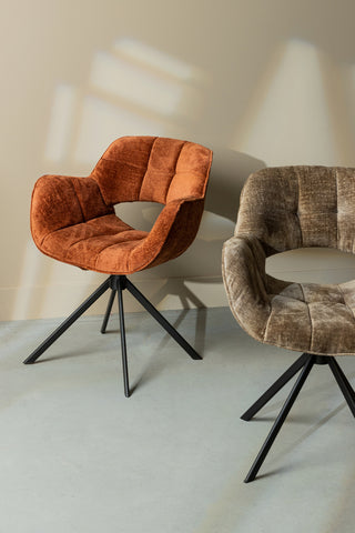 Silla de comedor Link de tela beige con patas de metal