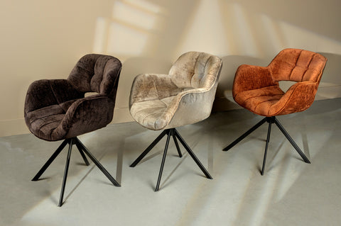 Silla de comedor Link de tela beige con patas de metal