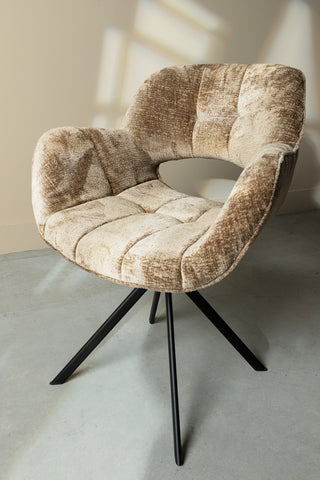 Silla de comedor Link de tela beige con patas de metal