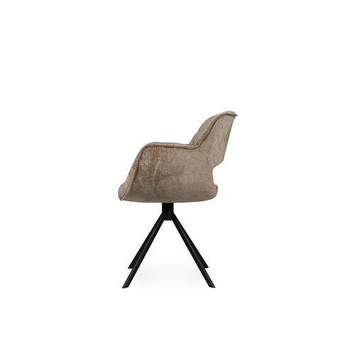 Silla de comedor Link de tela beige con patas de metal