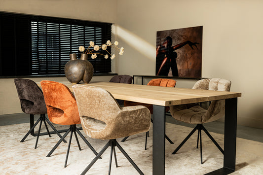 Silla de comedor Link Berge 3032 tela óxido pata de metal solo.