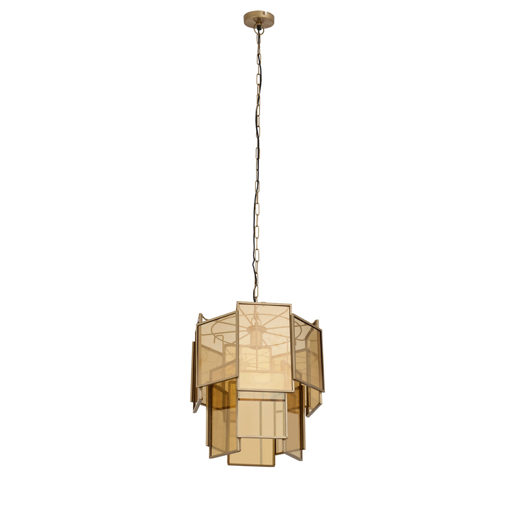 Loucas Brass lustre glass hanging lamp layers S to Only.