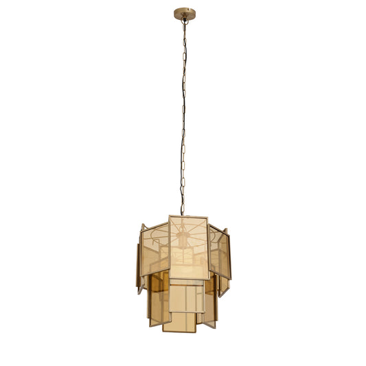 Loucas Brass lustre glass hanging lamp layers S to Only.