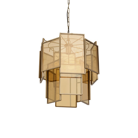 Loucas Brass lustre glass hanging lamp layers S to Only.