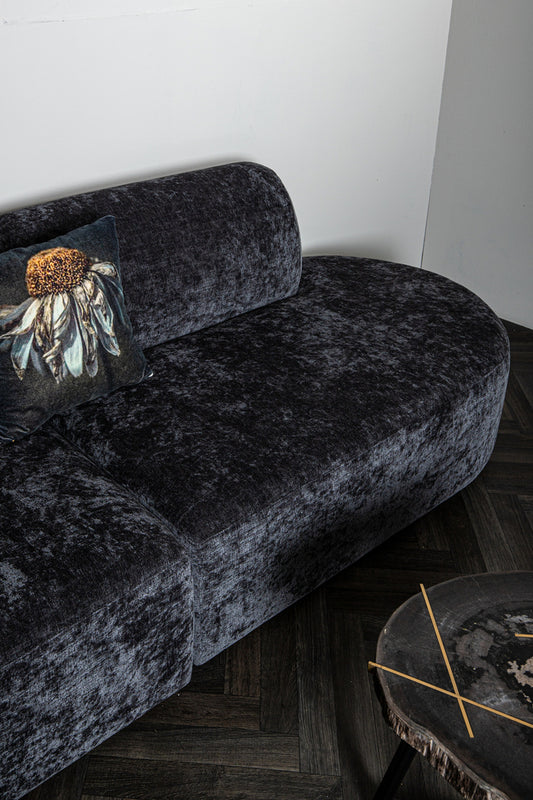 Luxury sofa in cream Fiore fabric with longchair and pouf.