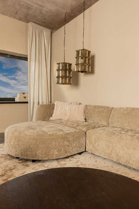 Lujo sofa valkoinen fiore-kangas longchair-puffi