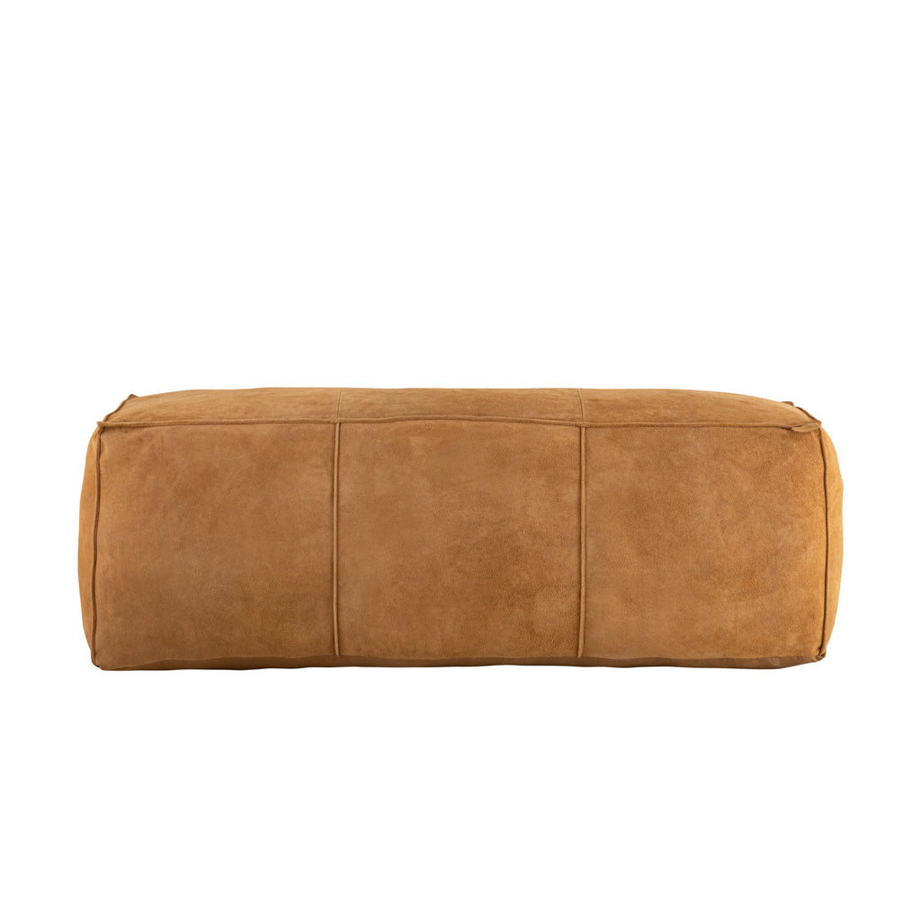 Marieke Camel suede leather pouf rectangle