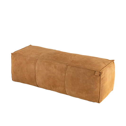 Marieke Camel suede leather pouf rectangle
