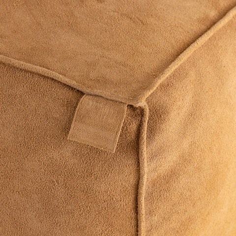 Marieke Camel suede leather pouf rectangle