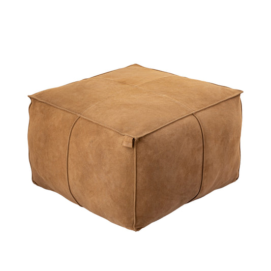 Marieke Camel suede leather pouf square