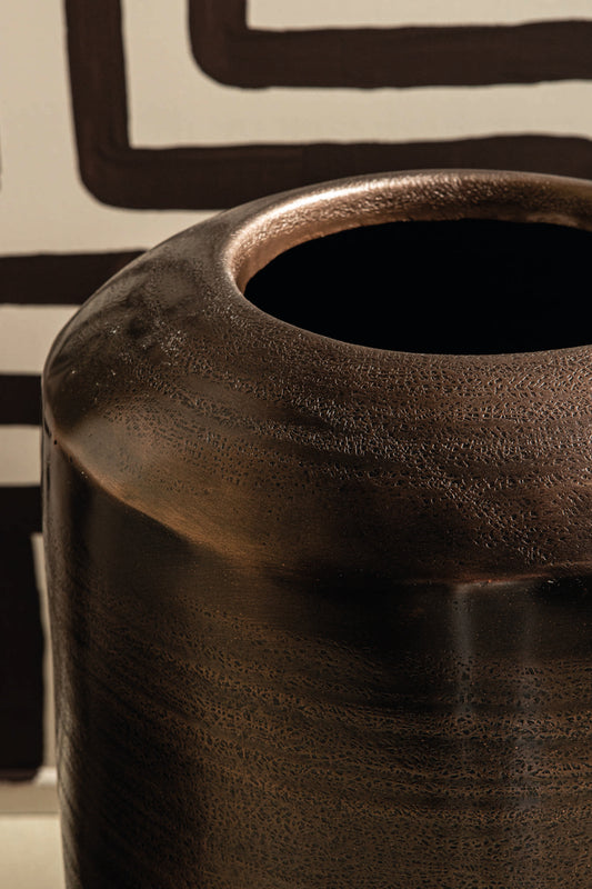 PTMD-Michael GunMetal Alu Plantenpot-koperhoog rond S