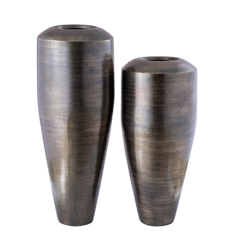 Ptmd-Micheal GunMetal Alu. Plantenpot-goud hoog rond L