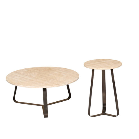 Micka Black Travertine kaffebord rundt medium
