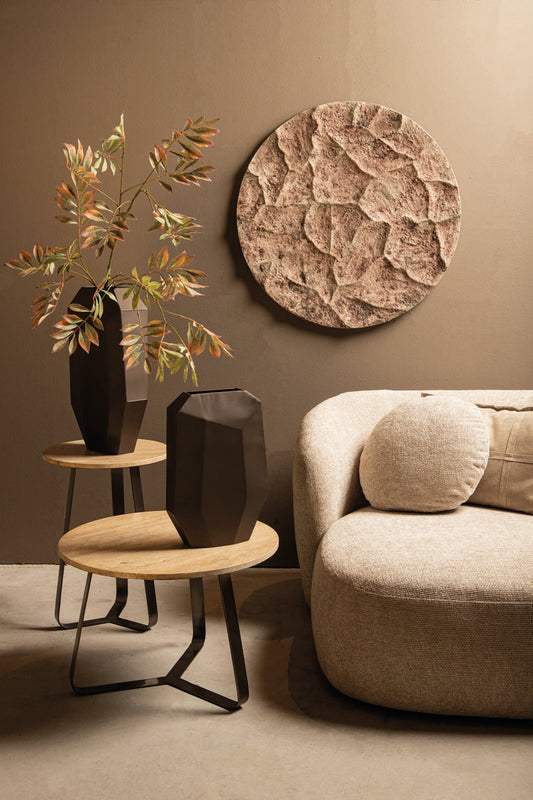 Micka Black Travertine koffietafel rond klein