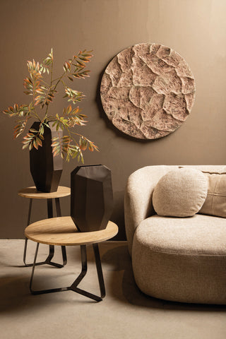 Micka Black Travertine koffietafel rond klein