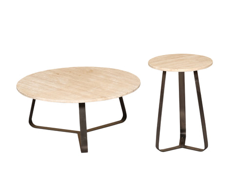 Micka Black Travertine koffietafel rond klein